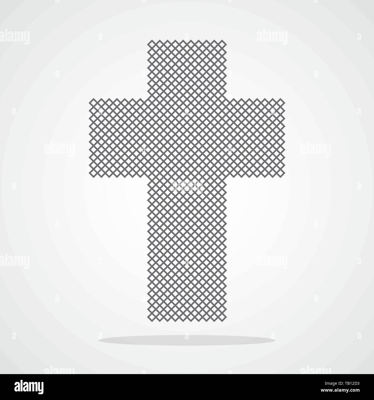 Pixel art design di una Croce Cristiana. Illustrazione Vettoriale. Abstract una Croce Cristiana in stile pixel isolato Illustrazione Vettoriale