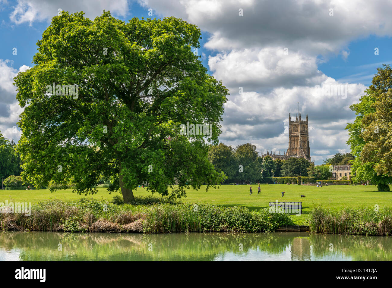L'Abbazia motivi è un fantastico aprire lo spazio verde nel centro di Cirencester nel Gloucestershire. La motivazione contiene il sito di St Mary's Abbey whi Foto Stock