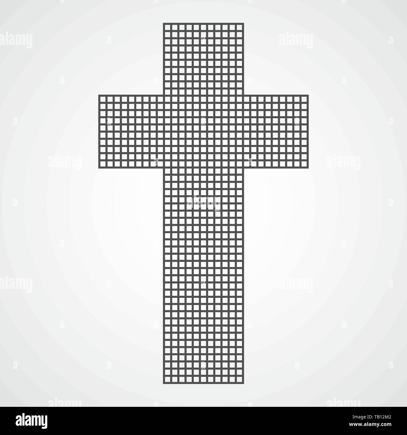 Pixel art design di una Croce Cristiana. Illustrazione Vettoriale. Abstract una Croce Cristiana in stile pixel isolato Illustrazione Vettoriale