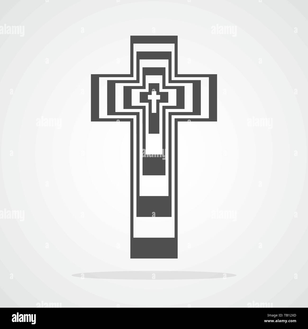 Grigio Croce Cristiana icona nel design piatto. Illustrazione Vettoriale. Abstract lineare croce cristiana. Illustrazione Vettoriale