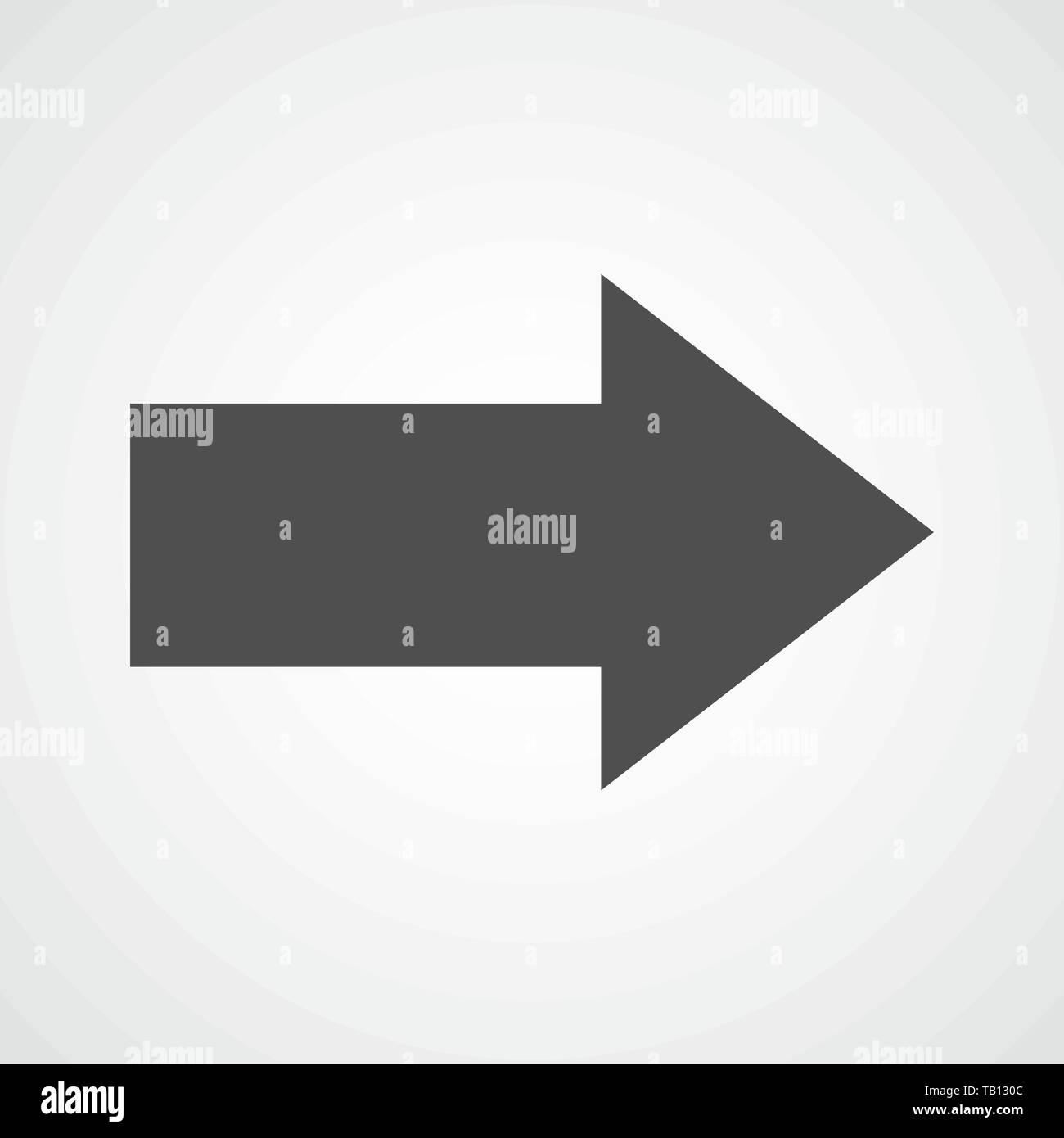 La freccia nera di icona di stile di piatto. Illustrazione Vettoriale. Freccia a destra, isolato su sfondo chiaro. Illustrazione Vettoriale