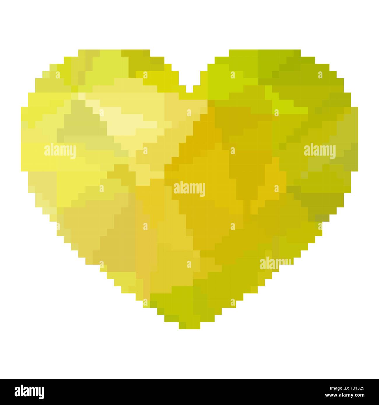 Cuore Verde in stile pixel. Illustrazione Vettoriale. Abstract Icona cuore isolato Illustrazione Vettoriale