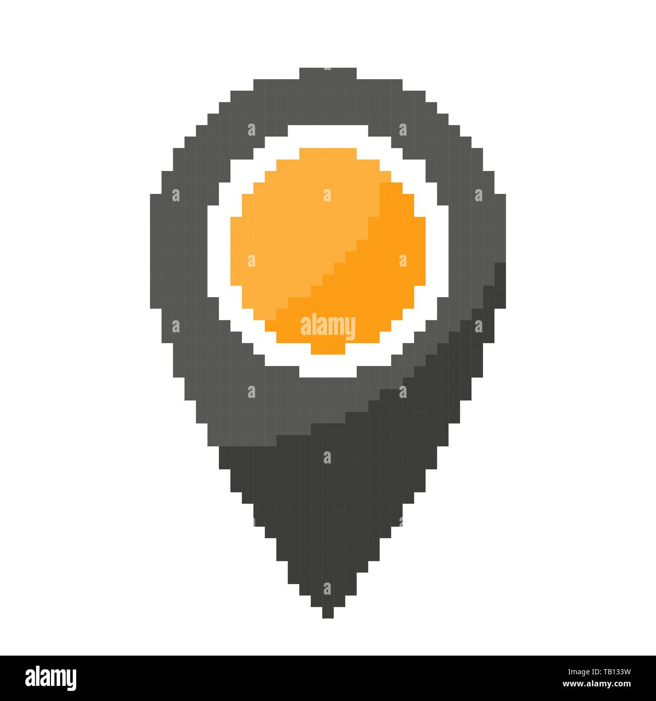Puntatore Mappa in pixel art design. Illustrazione Vettoriale. Posizione isolata logo in stile piatto Illustrazione Vettoriale