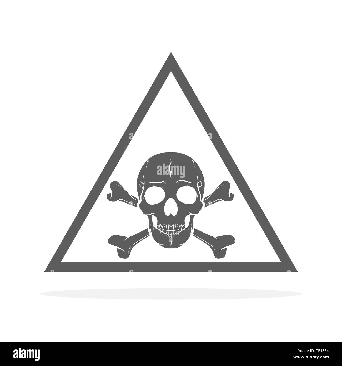 Cranio e crossbones, logo avvertenza o attenzione icona. Illustrazione Vettoriale. Un segno di avvertimento di pericolo isolato Illustrazione Vettoriale
