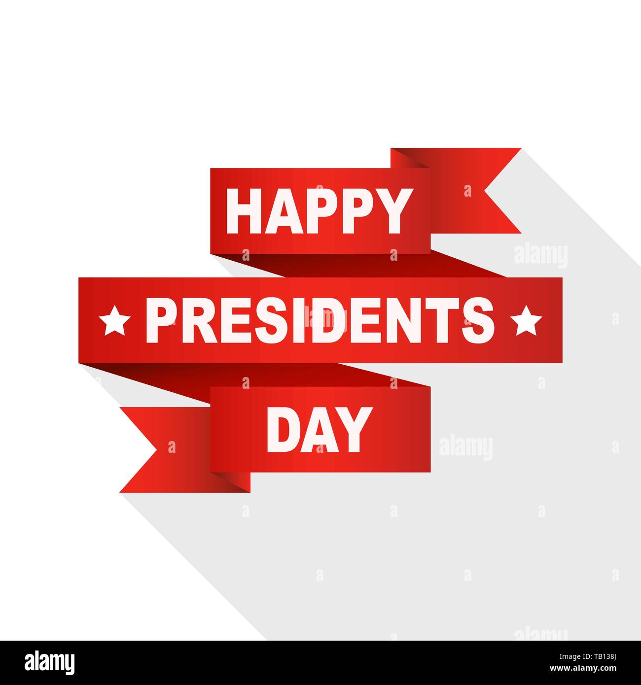 Presidenti felice giorno nastro rosso con testo. Illustrazione Vettoriale. Nastro di festa del Presidente del giorno Illustrazione Vettoriale