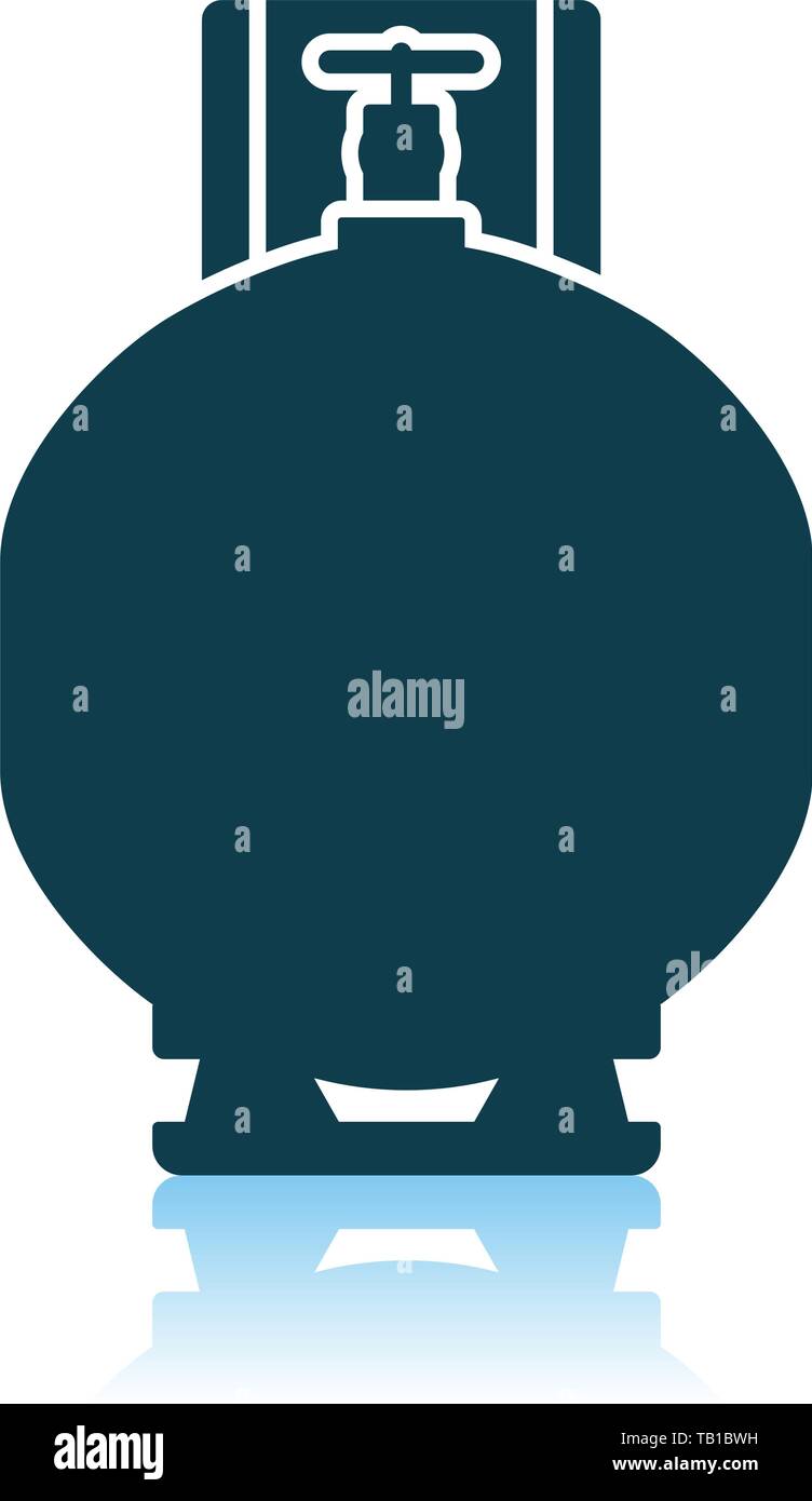 La bombola di gas e la relativa icona. Ombra di Design di riflessione. Illustrazione Vettoriale. Illustrazione Vettoriale