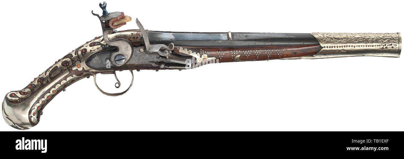Piccole armi, pistole, flintlock pistola calibro 14 mm, Nord Africa, secolo XIX, Additional-Rights-Clearance-Info-Not-Available Foto Stock