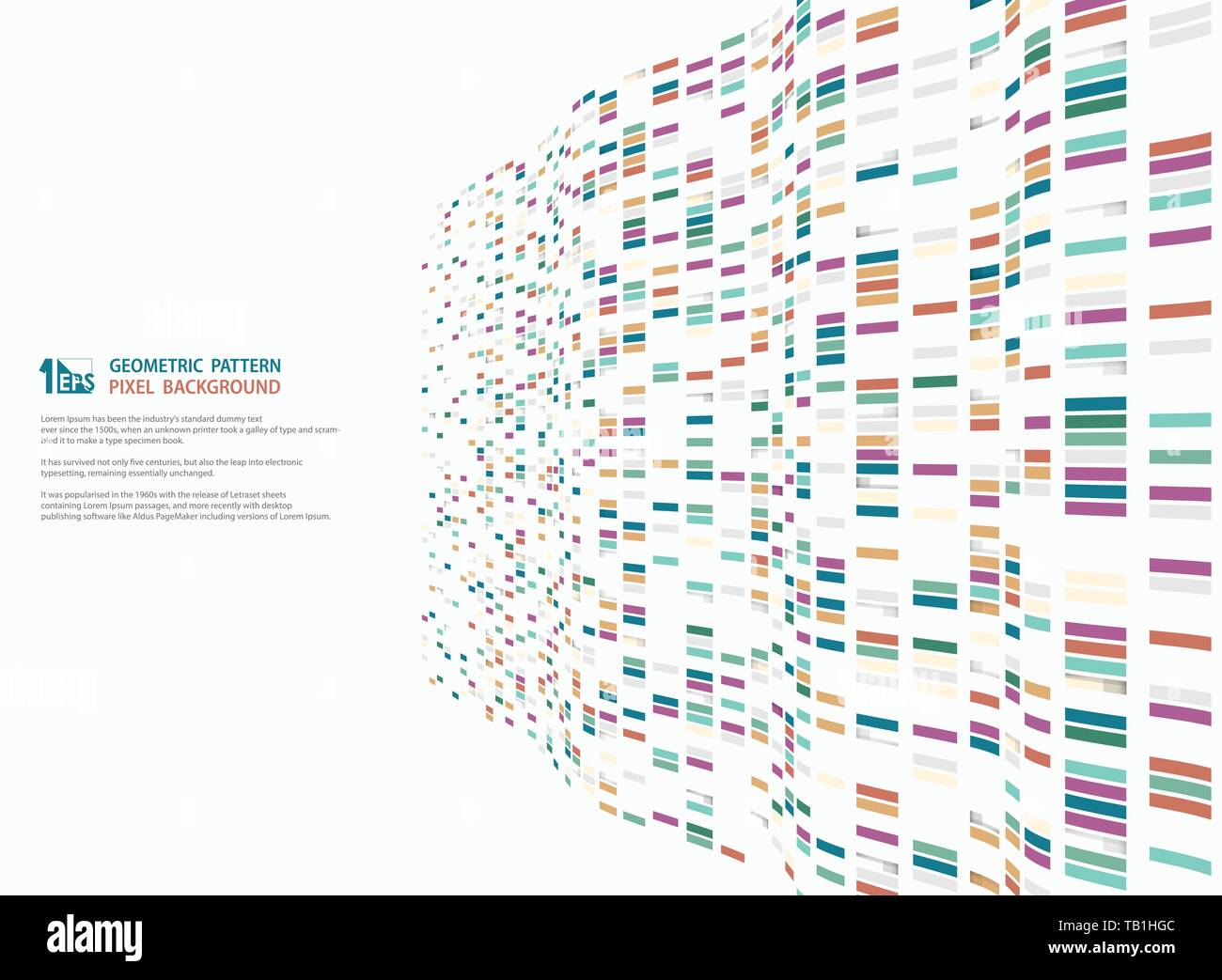 Abstract moderno quadrato colorato disegno geometrico progettazione della tecnologia mesh ondulata decorazione. È possibile utilizzare per la presentazione, annuncio, poster, opere d'arte. Illustrazione Vettoriale