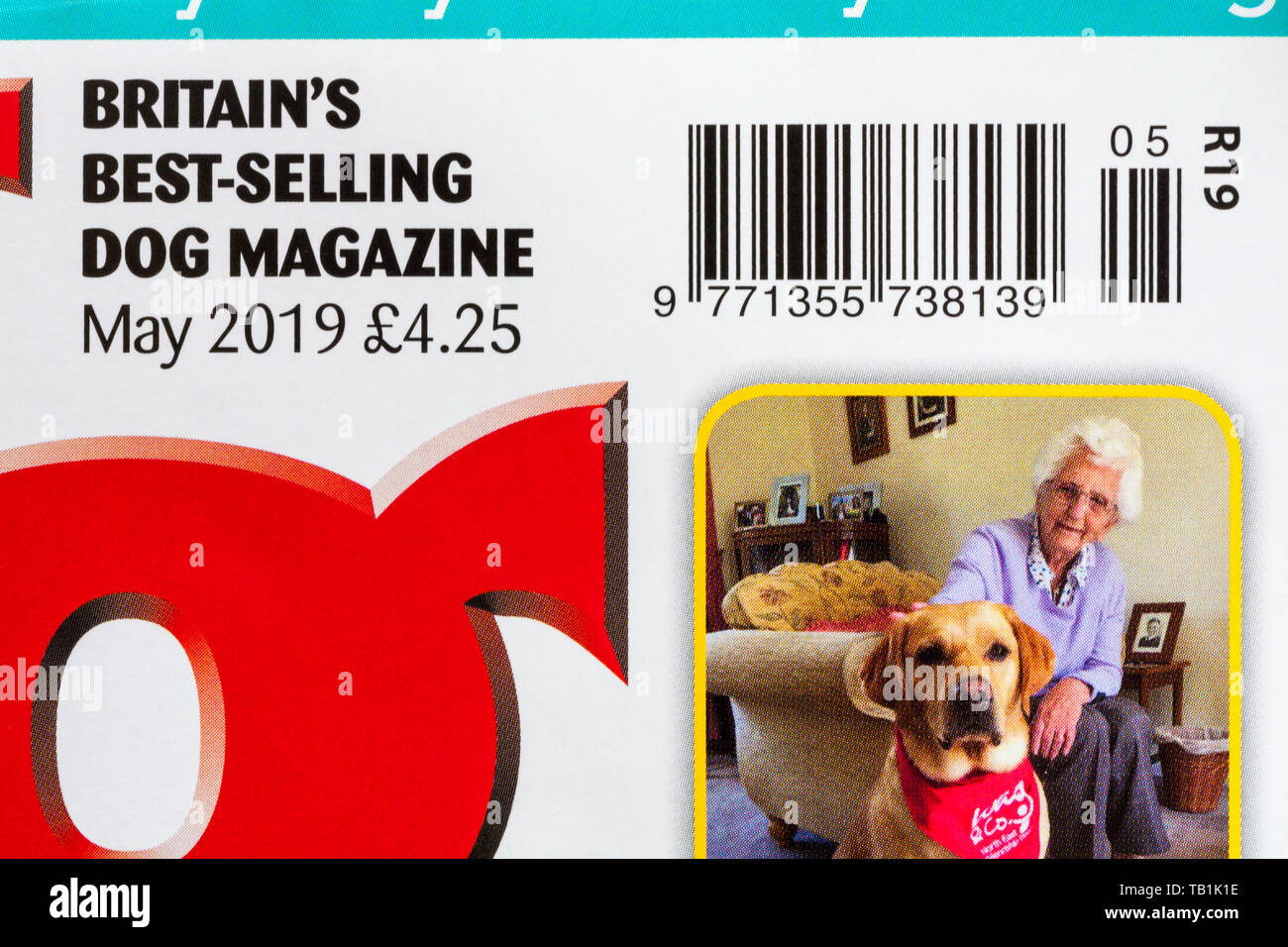 Codice a barre del codice a barre sulla copertina della rivista Dog Foto Stock