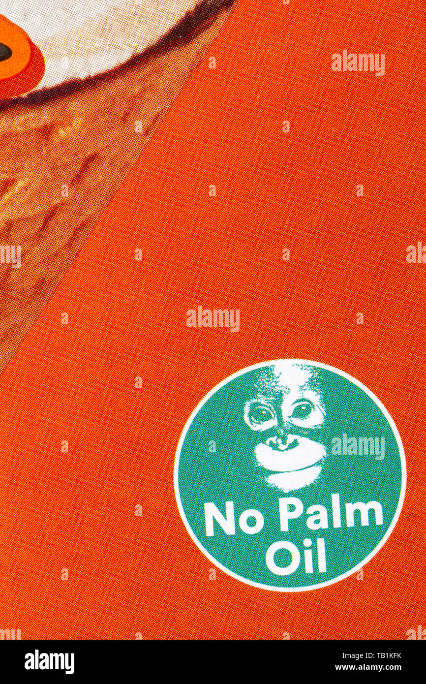 Nessun olio di palma simbolo sulla scatola di Islanda Toffee & vaniglia 6 coni delizioso toffee & aroma vaniglia coni gelato Foto Stock