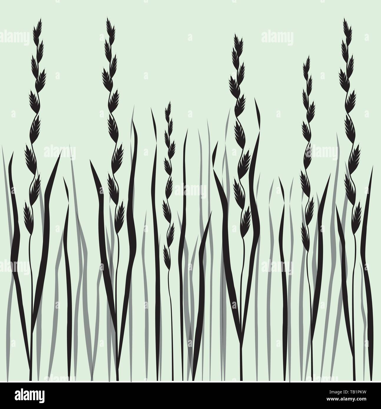 Una silhouette di disegno vettoriale selvatico af lolium erba Illustrazione Vettoriale