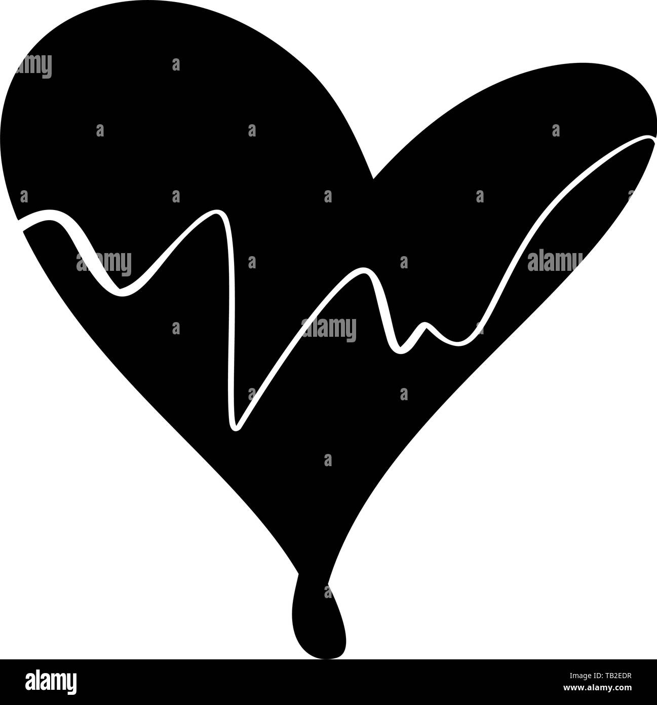 Illustrazione vettoriale cuore scandinavo in stile minimalismo. Segno d'amore vettore calligrafia romantica. Icona disegnata a mano per il giorno delle valentine. Concetto Illustrazione Vettoriale