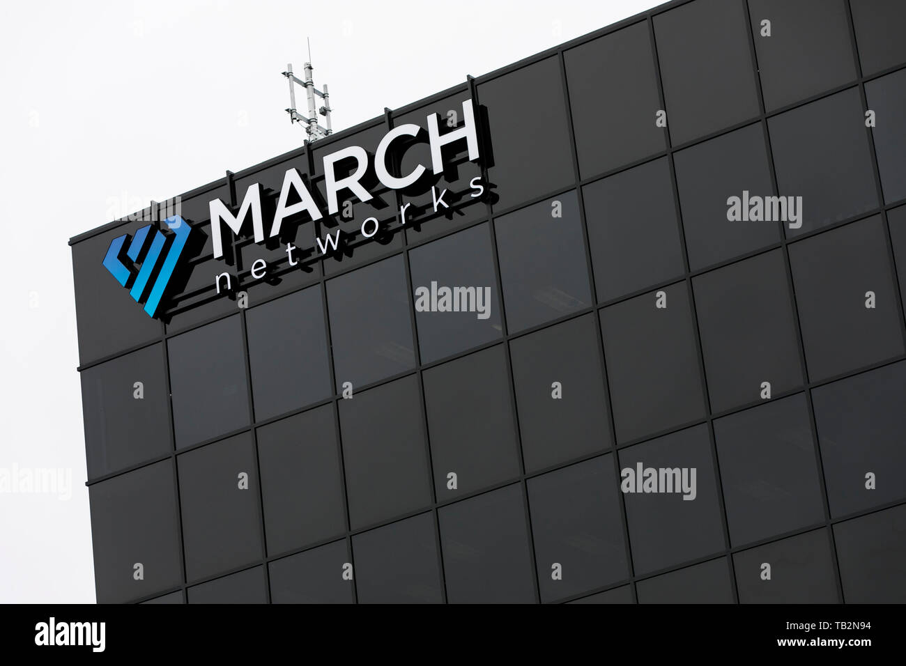 Un segno del logo al di fuori di una struttura occupata dalle reti di marzo in Ottawa, Ontario, Canada, il 20 aprile 2019. Foto Stock