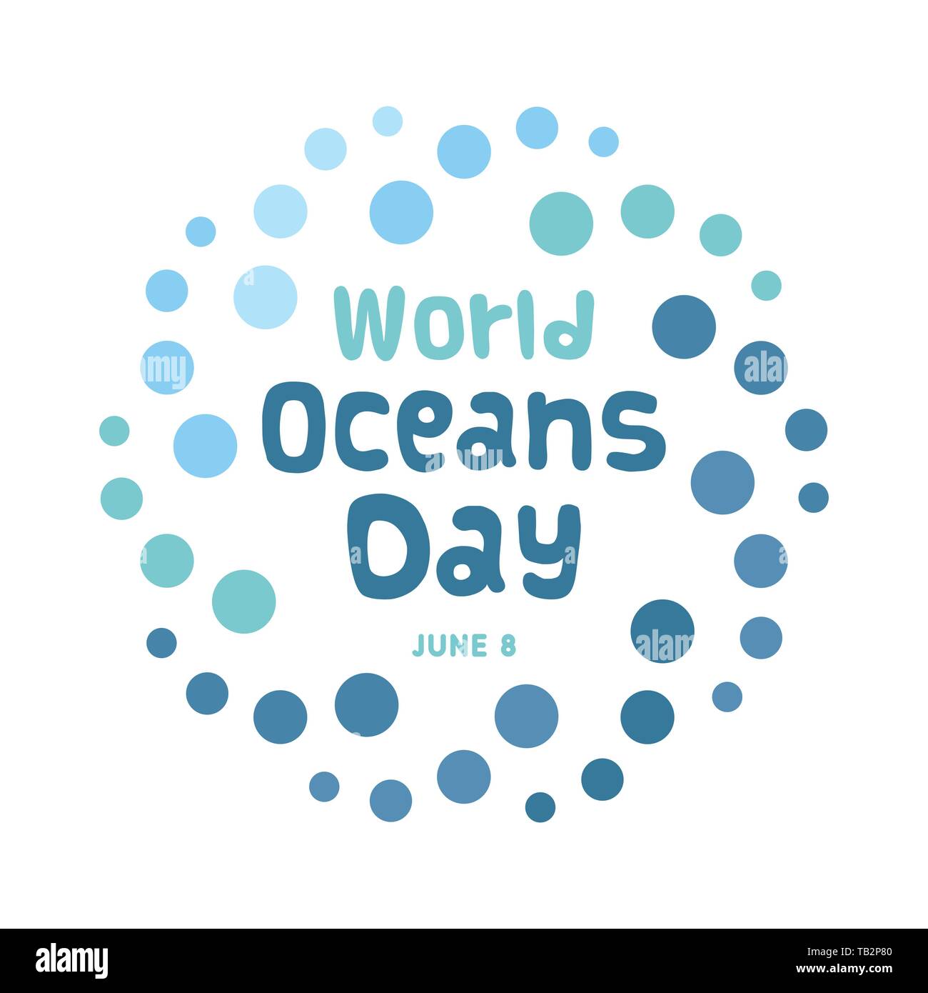 Gli oceani del mondo giorno Design modello. Ocean salute proteggere simbolo grafico. La natura cura logo. Ambiente pianeta isolato illustrazione vettoriale. Illustrazione Vettoriale