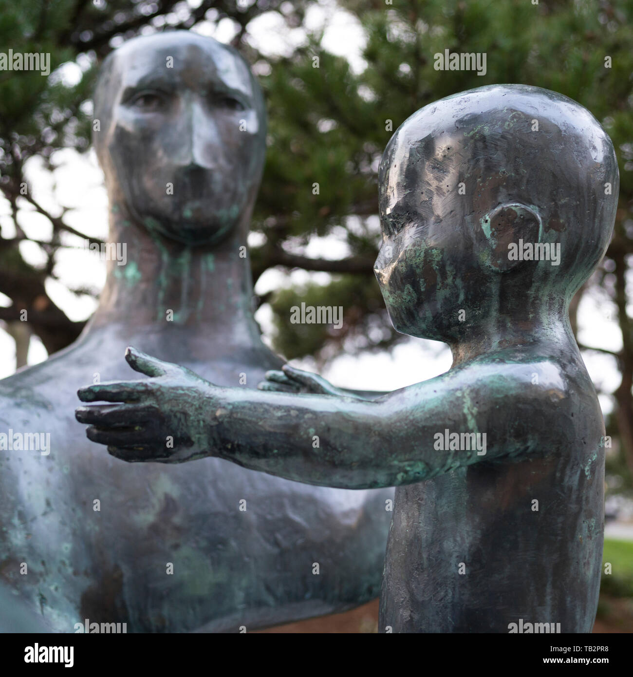 Close-up della statua di una famiglia, Royal British Columbia Museum, Victoria, British Columbia, Canada Foto Stock