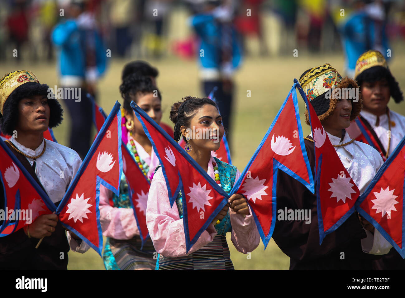 Artisti nepalese sono visti eseguire durante il giorno della Repubblica celebrazioni. Il Nepal è Assemblea costituente ha dichiarato il Nepal una repubblica il 29 maggio 2008, terminando il due-e-mezzo secolo di monarchia a lungo. Foto Stock