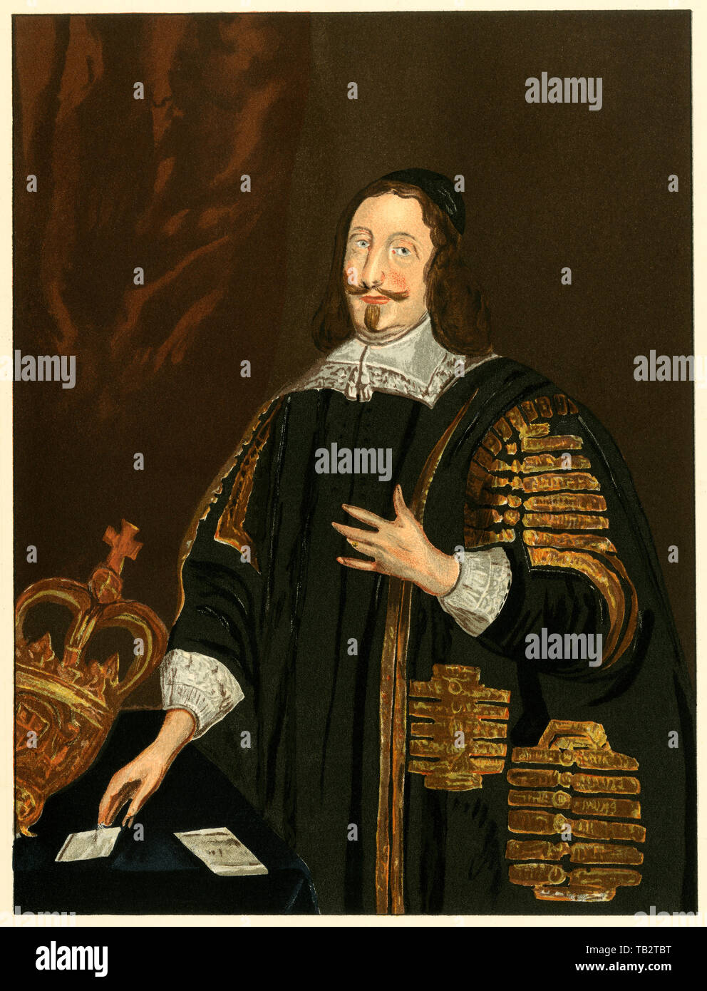 William Lenthall, altoparlante della House of Commons, 1600s. Litografia a colori da una copia da Thomas Athow nella biblioteca Bodleian Library Foto Stock