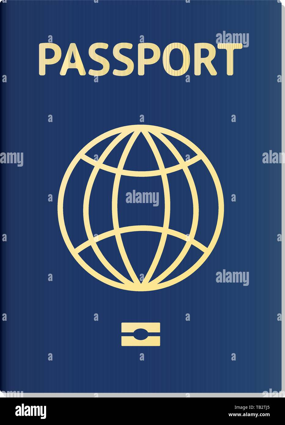 Passaporto blu. International di un documento di identificazione per il viaggio. Immagine vettoriale sull'identificazione di viaggio, il check-in, turismo, controllo passaporti Illustrazione Vettoriale