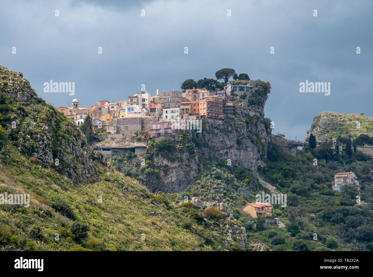 Castelmola, Taormina, Provincia di Messina, Sicilia, Italia Foto Stock