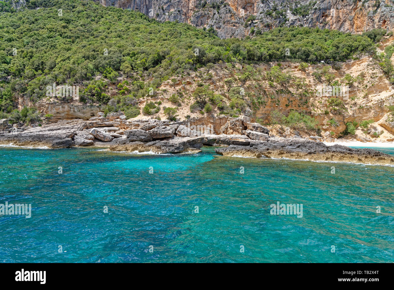 Cala Goloritze famosa spiaggia. Italia Sardegna provincia di Nuoro Parco Nazionale del Golfo di Orosei e Gennargentu Cala Goloritze elencati come patrimonio mondiale. Foto Stock