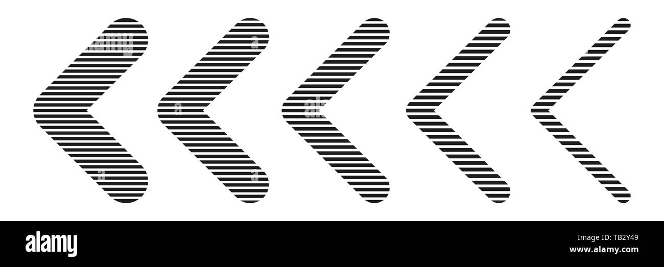 Set di striping nero frecce. Illustrazione Vettoriale. Frecce di astratto isolato. Icona a forma di freccia Illustrazione Vettoriale