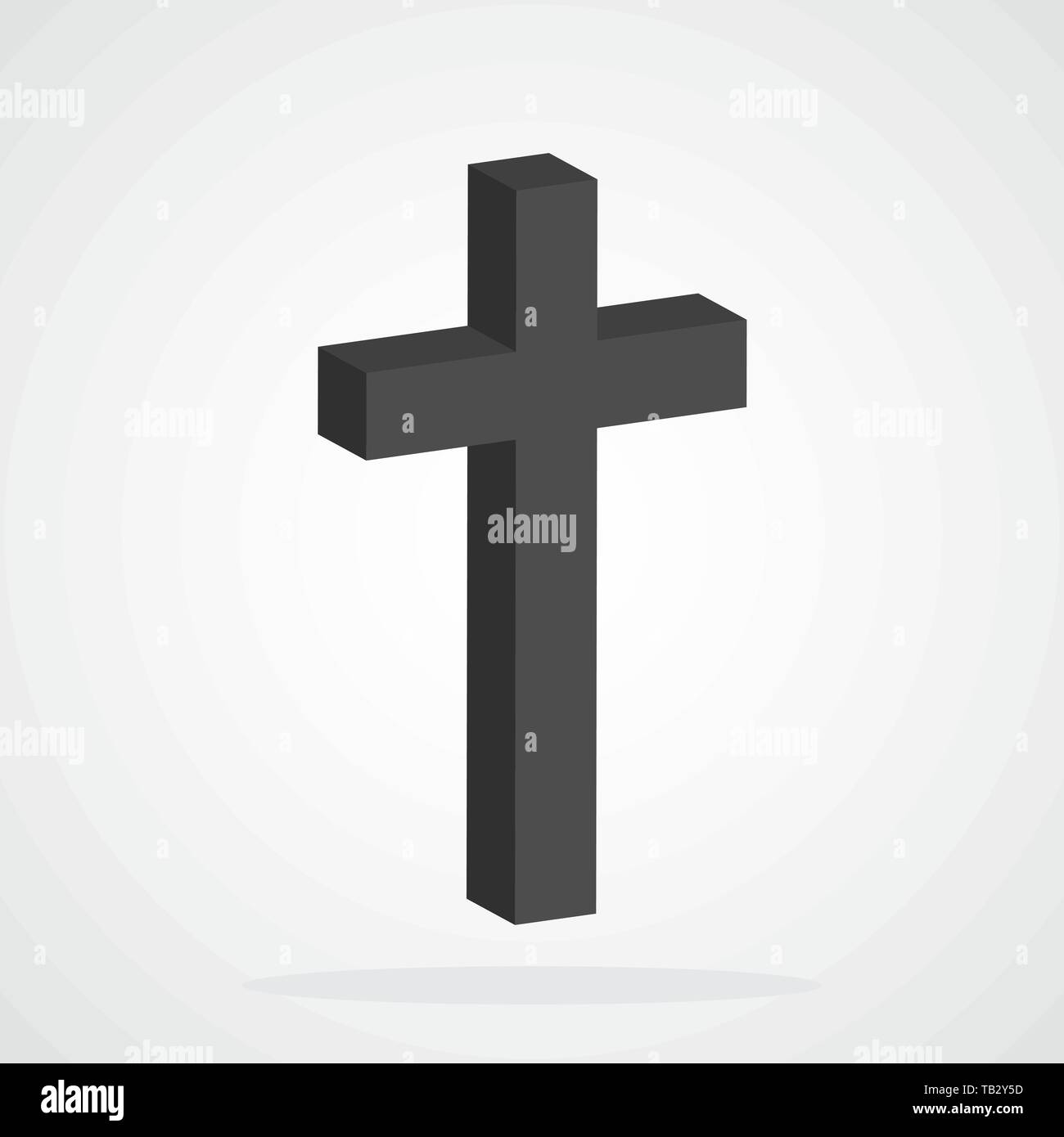 3D cristiano grigia Icona a forma di croce isolati. Illustrazione Vettoriale. Abstract una croce cristiana. Illustrazione Vettoriale