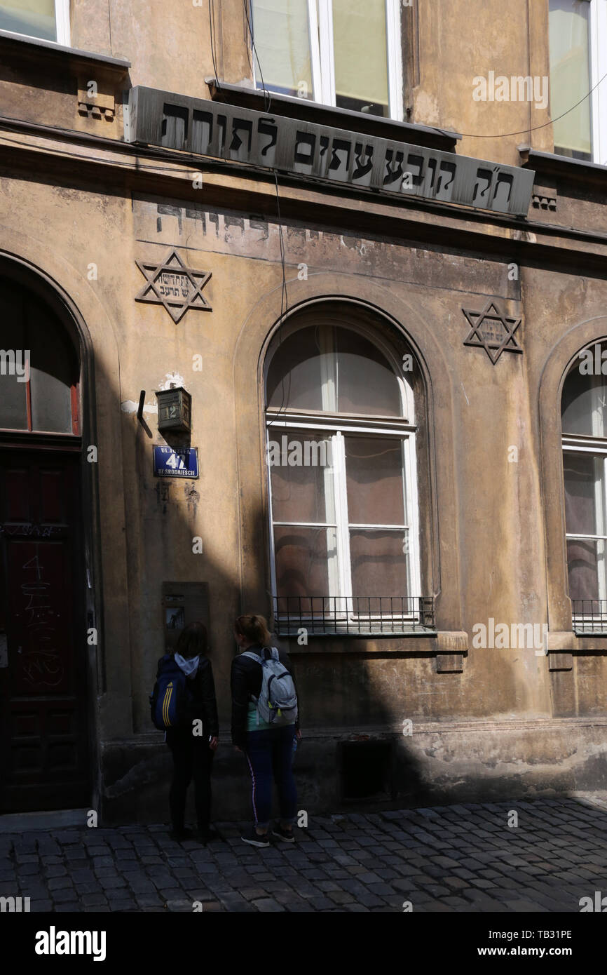 Cracovia. Cracovia. Polonia. Kazimierz. Casa di studio di Talmud per i membri del gruppo ebraico Kowea Itim le-Tora. Foto Stock