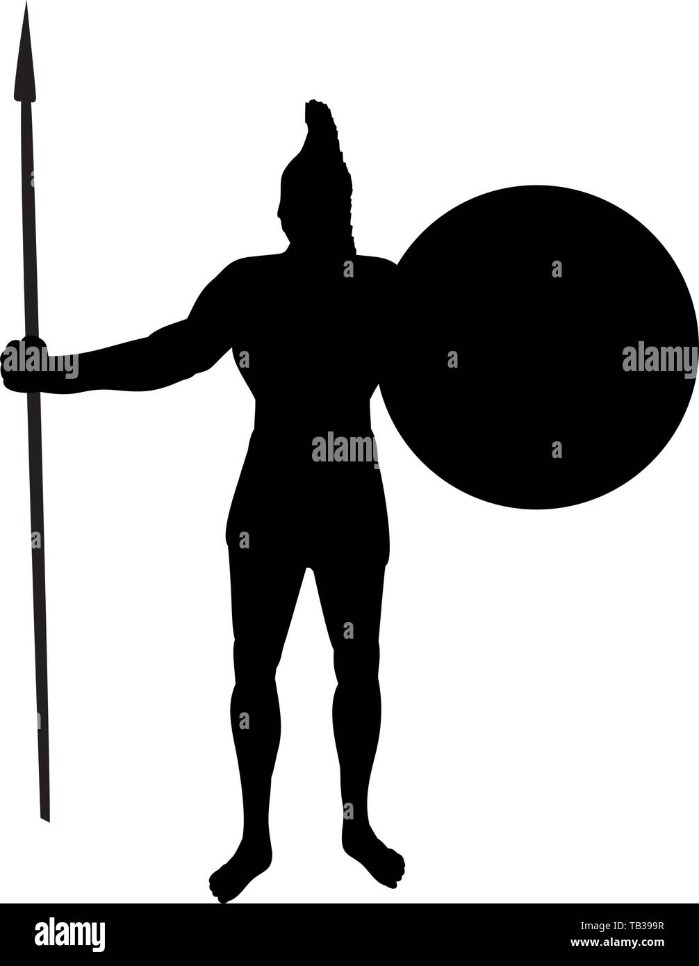 Ares dio della guerra silhouette antica mitologia fantasy Illustrazione Vettoriale
