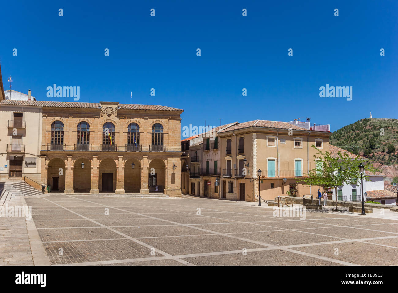 Plaza piazza monumentale nella città storica di Alcaraz, Spagna Foto Stock