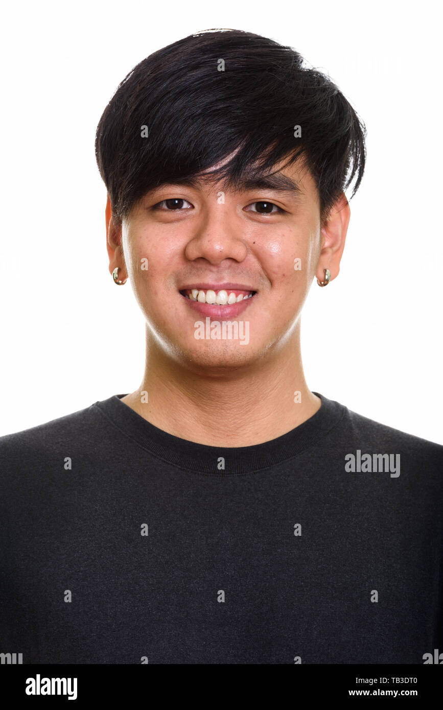 Faccia di raffreddare felice uomo asiatico sorridente Foto Stock