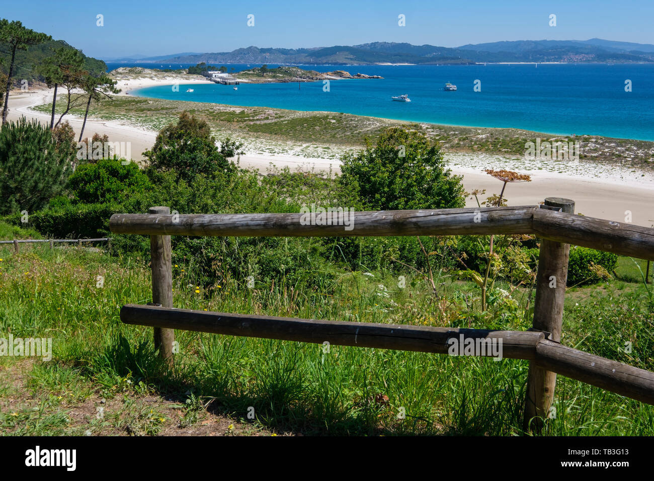 Praia de Rocas, Isole Cíes, Galizia, Spagna, Europa Foto Stock