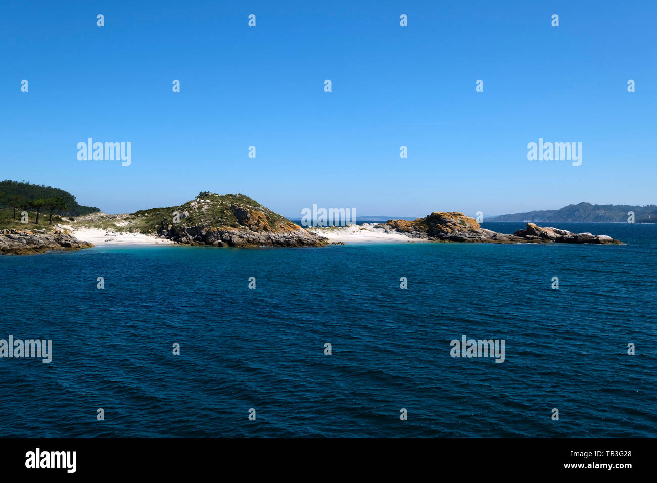 Monteagudo isola, Isole Cíes, Galizia, Spagna, Europa Foto Stock