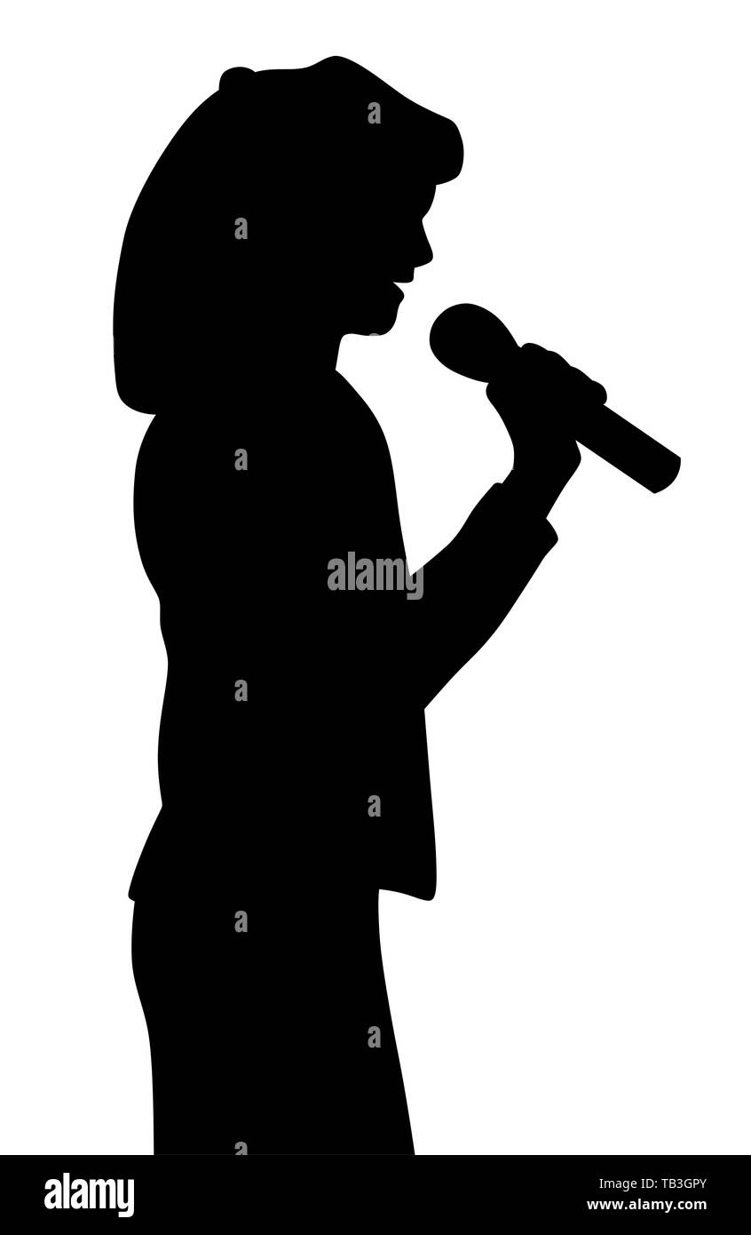 Kid ragazza cantare una canzone con microfono Illustrazione Vettoriale