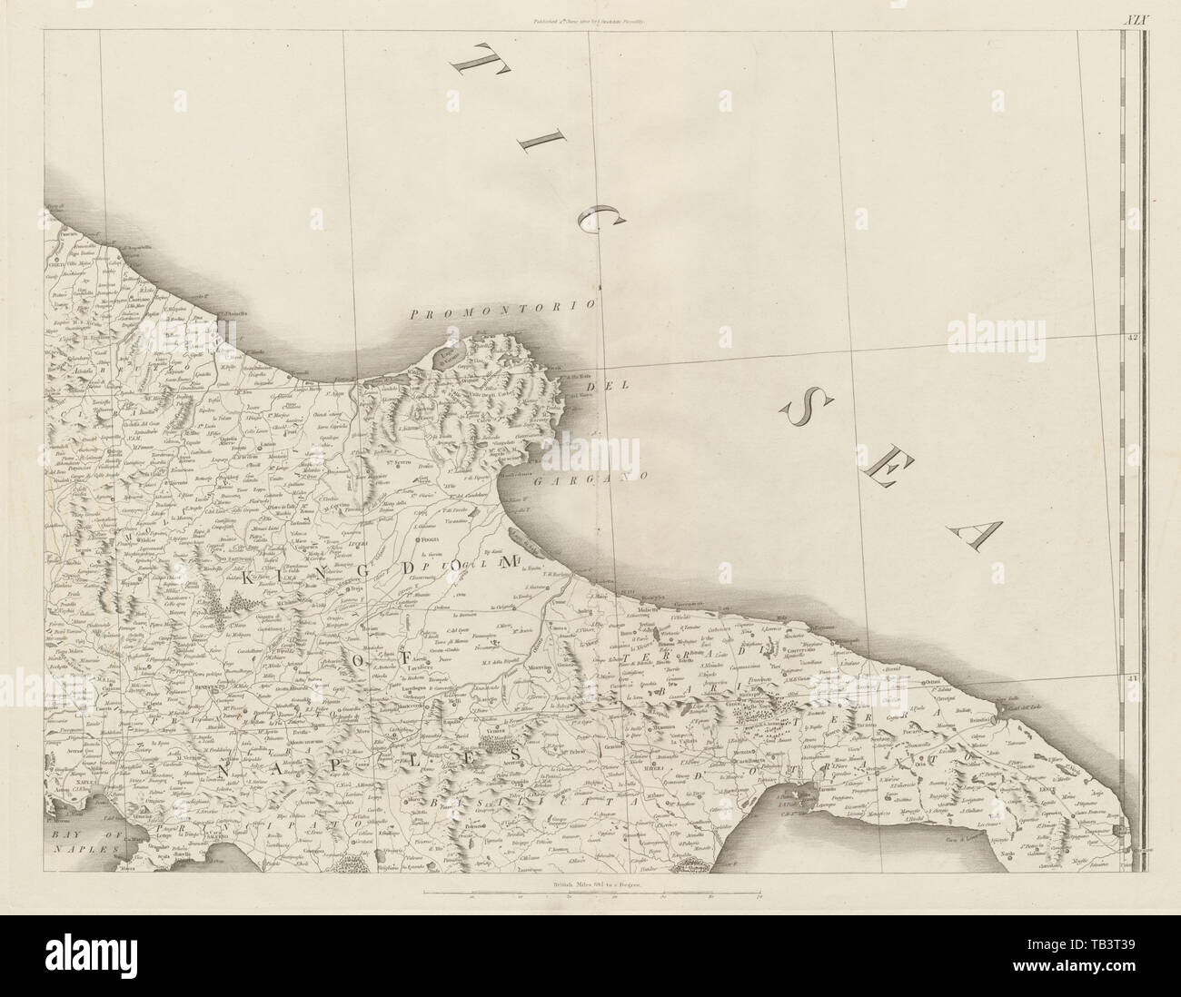 Puglia Basilicata Molise Campania. Sud est Italia. CHAUCHARD 1800 mappa vecchia Foto Stock