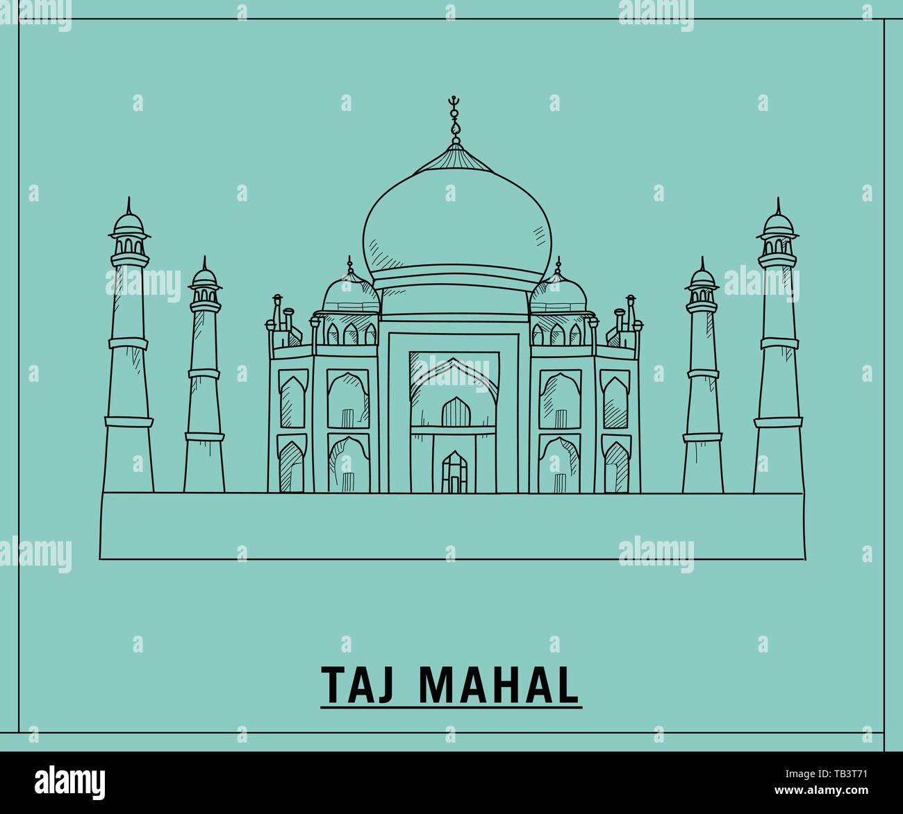 Taj Mahal.mano bozzetto Illustrazione Vettoriale