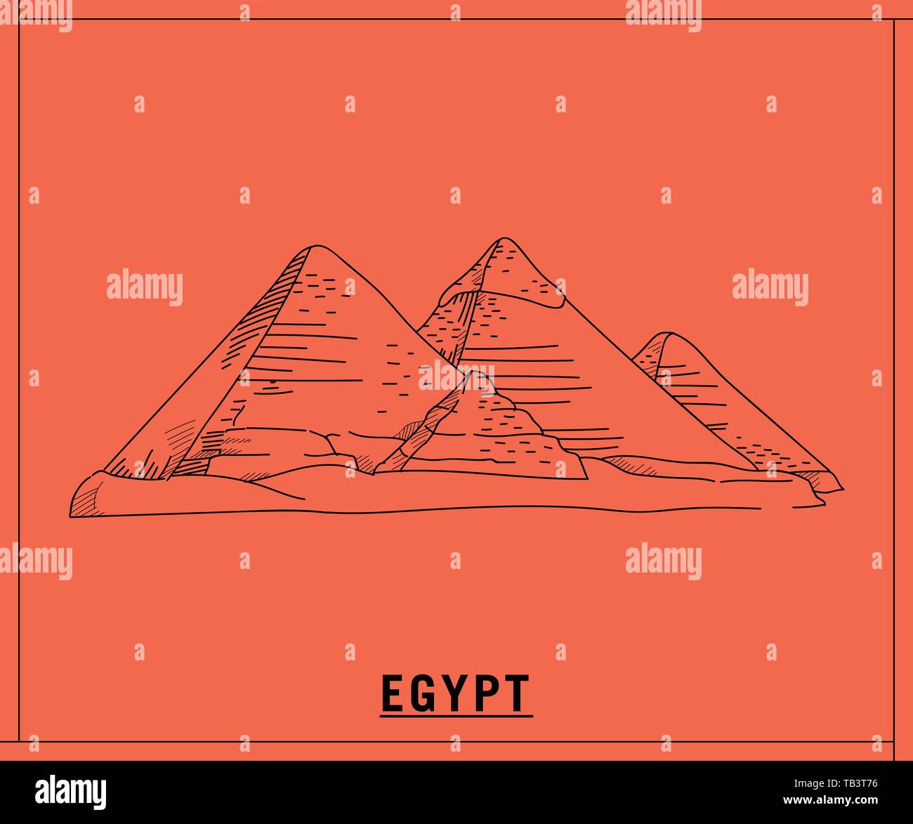 Piramide egitto.mano bozzetto Illustrazione Vettoriale