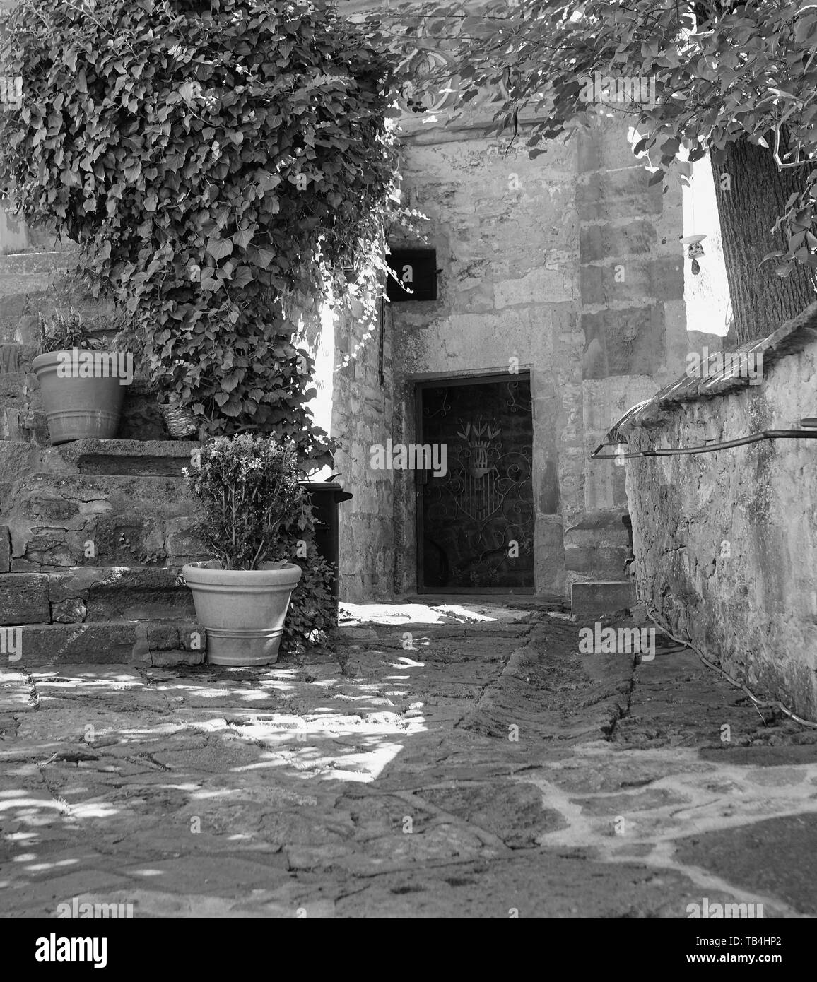 Bella Entrata in pietra di epoca medievale la costruzione di pietra Foto Stock