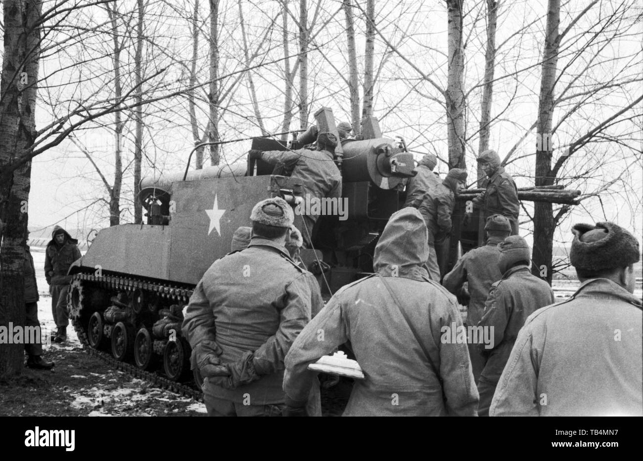 Esercito USA / Stati Uniti esercito - 74a Campo Battaglione di artiglieria - Selbstfahrlafette M43 203 mm / Gun Carrello motore GMC M43 8 pollice Foto Stock