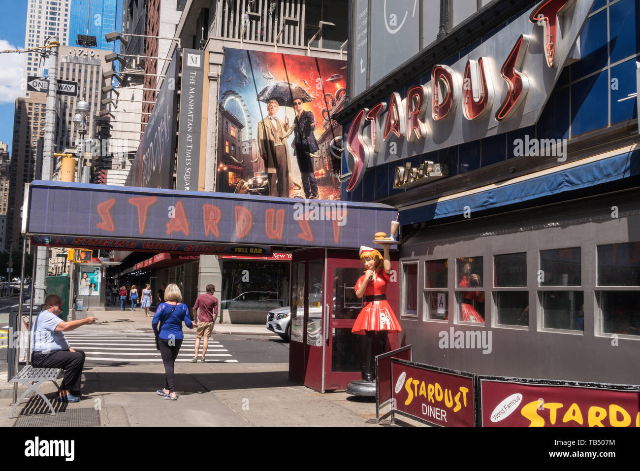 Stardust Diner facciata, Times Square NYC, STATI UNITI D'AMERICA Foto Stock