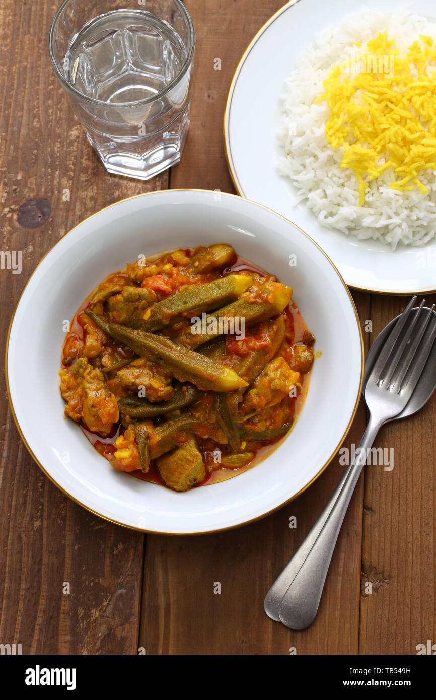 Bamieh khoresh, iraniana okra stufata Foto Stock