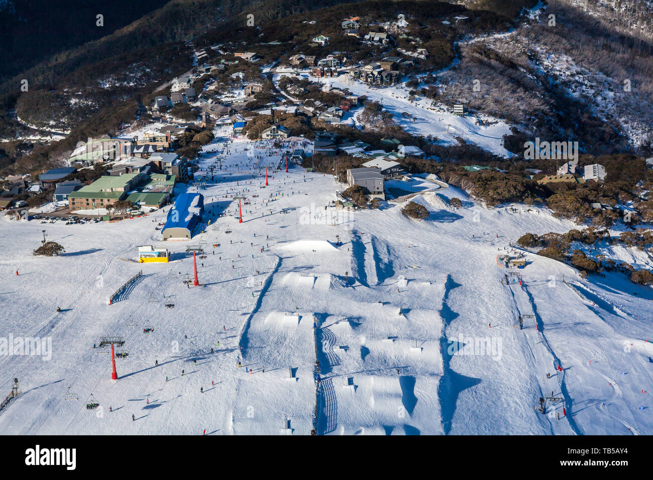 Il Monte Buller campi da sci in Victoria dopo record la neve cade, Australia Foto Stock