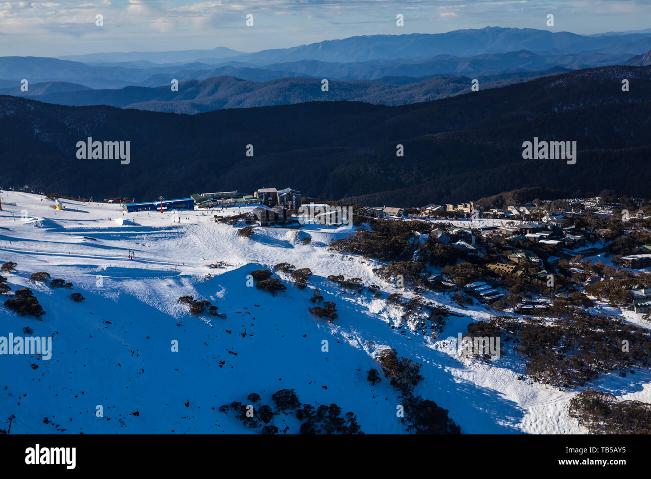 Il Monte Buller campi da sci in Victoria dopo record la neve cade, Australia Foto Stock