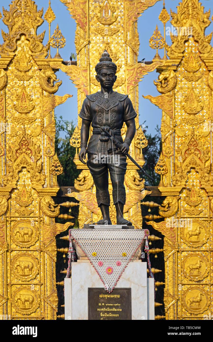 Un monumento di Re Mangrai, Mengrai monumento, Chiang Rai, Thailandia del Nord della Thailandia Foto Stock