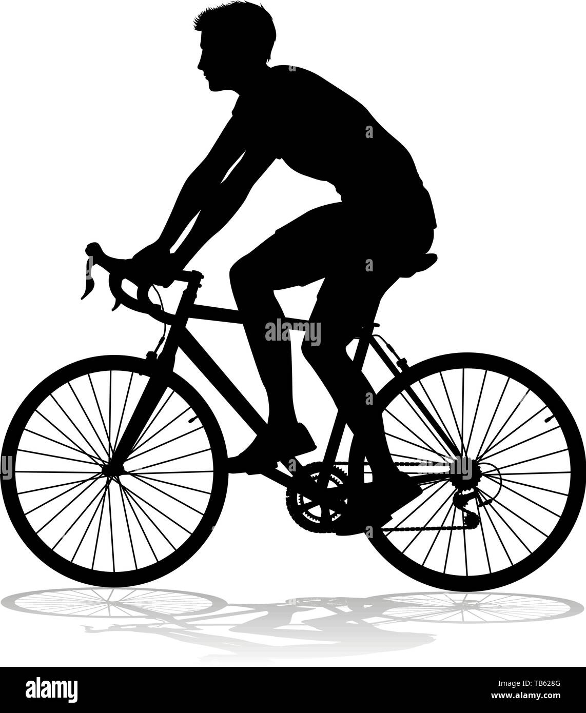 Ciclista bici Bicicletta Equitazione Silhouette Illustrazione Vettoriale