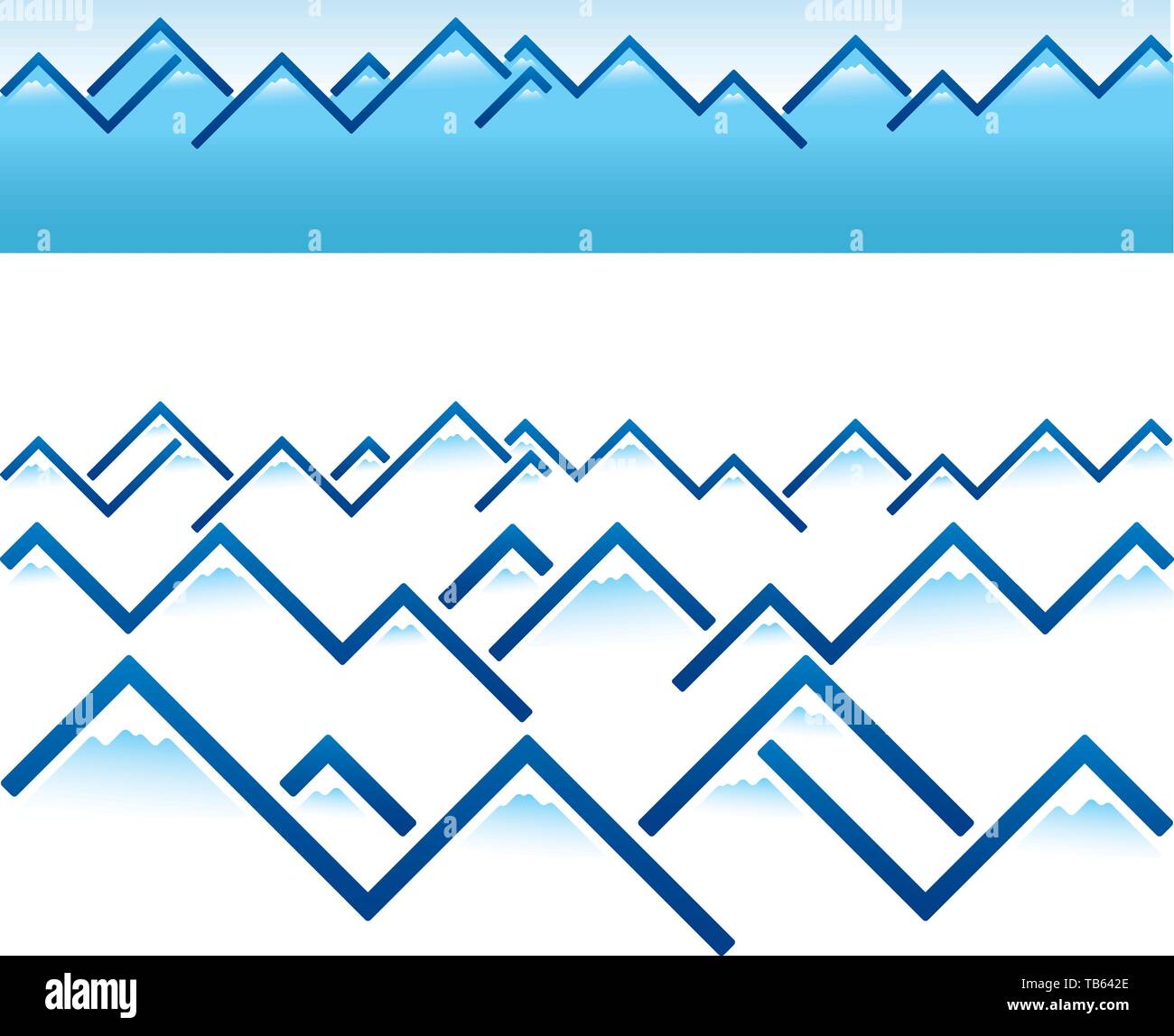 Illustrazione Vettoriale. Figura geometrica delle creste di montagna in blu e bianco. Illustrazione Vettoriale