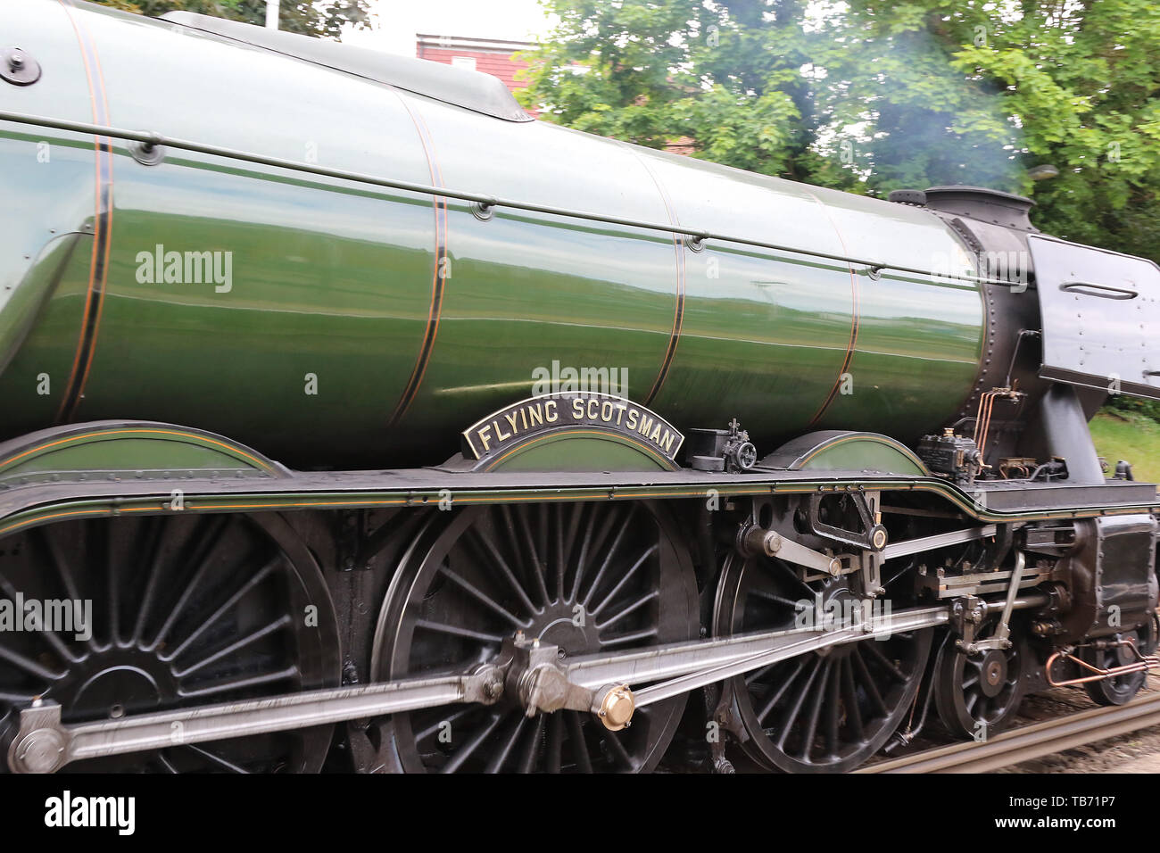 Flying Scotsman LNER Pacific Classe Lococmotive vapore, Hounslow stazione ferroviaria, LONDRA, REGNO UNITO, 30 maggio 2019, Foto di Richard Goldschmidt Foto Stock