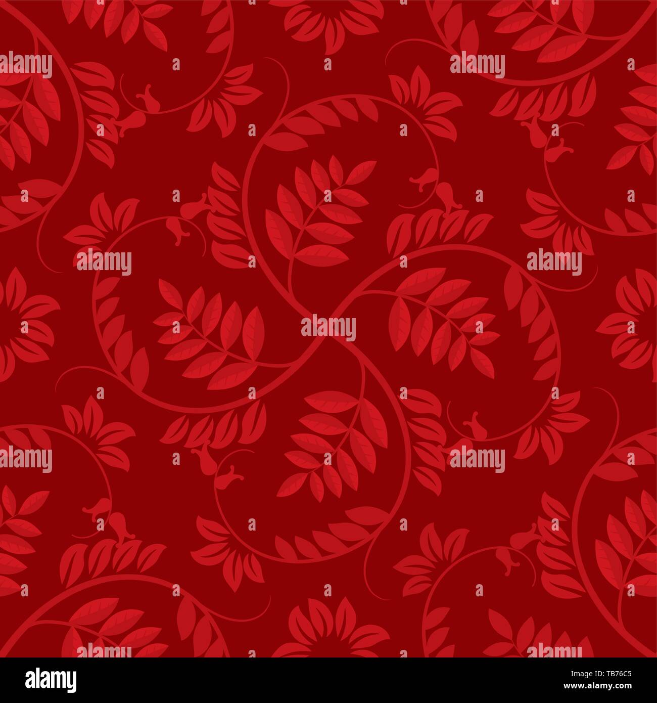 Illustrazione Vettoriale. Seamless sfondo floran nei toni del rosso con il ramo pattern. Illustrazione Vettoriale