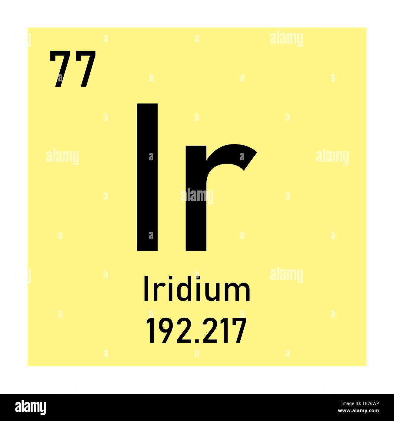 Illustrazione della tavola periodica iridio simbolo chimico Illustrazione Vettoriale