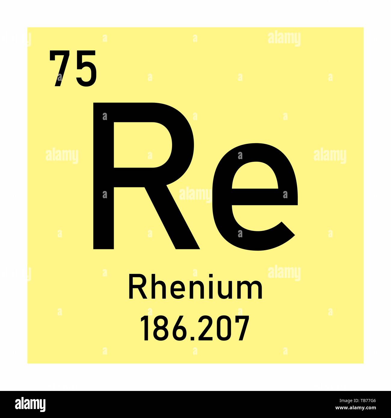 Illustrazione della tavola periodica renio simbolo chimico Illustrazione Vettoriale