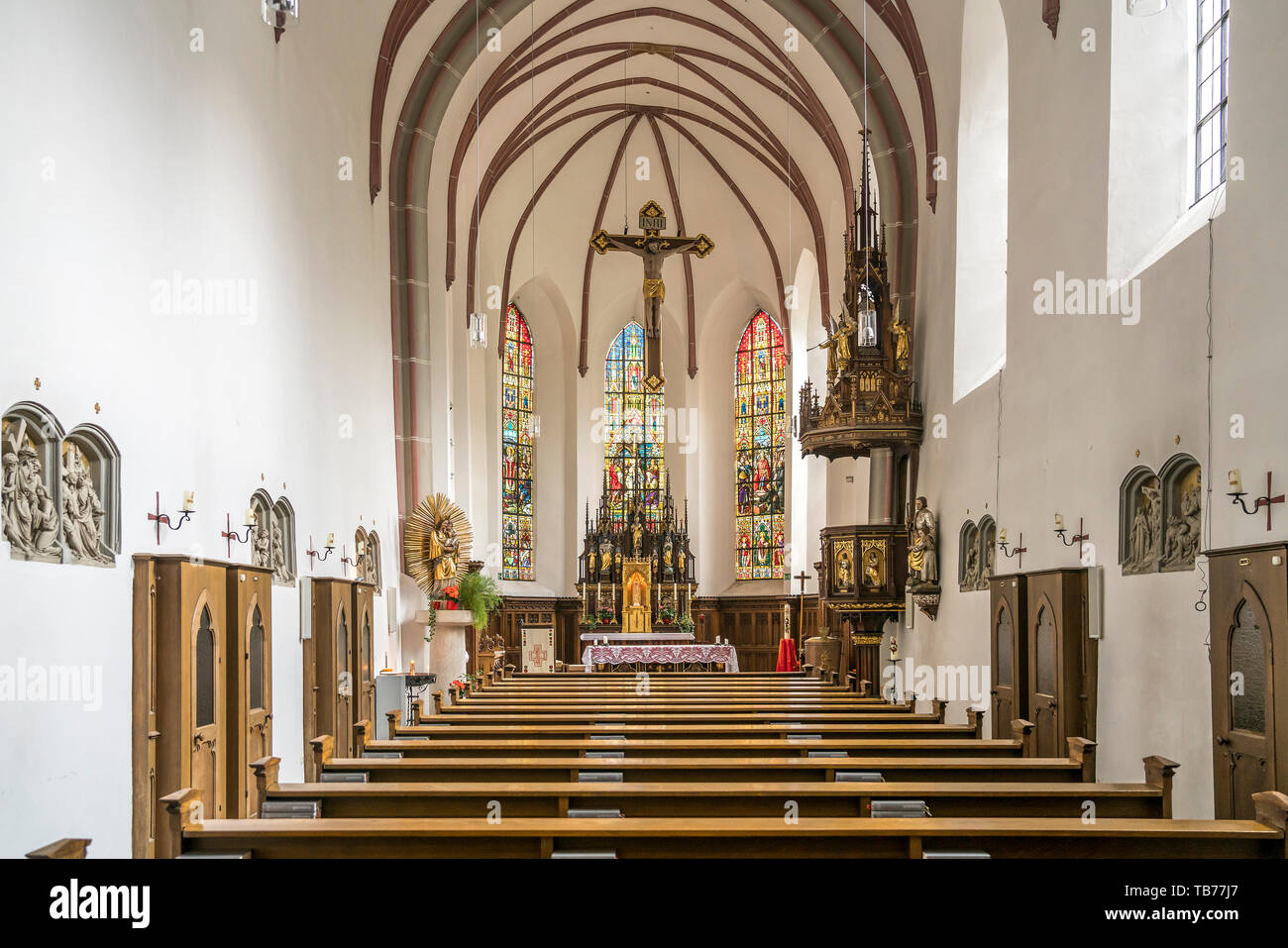 Der Innenraum Karmelitenkirche San Ägidius, Bad Reichenhall, Berchtesgadener Land, Oberbayern, Bayern, Deutschland | San Ägidius chiesa interno, Foto Stock